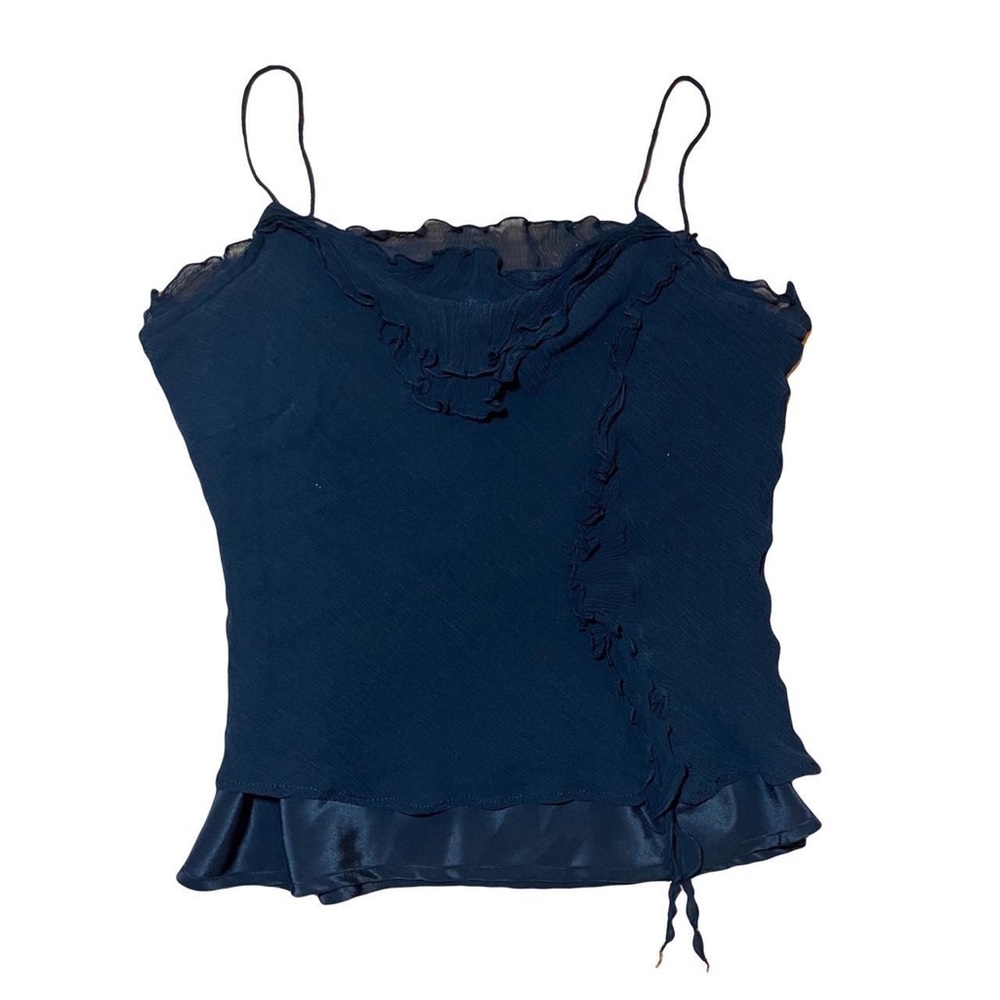 Y2K black ruffle top
